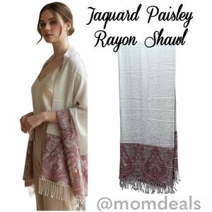 Elegant Shawl in White Floral - Versatile Wrap, Scarf, or Veil in Soft Rayon
